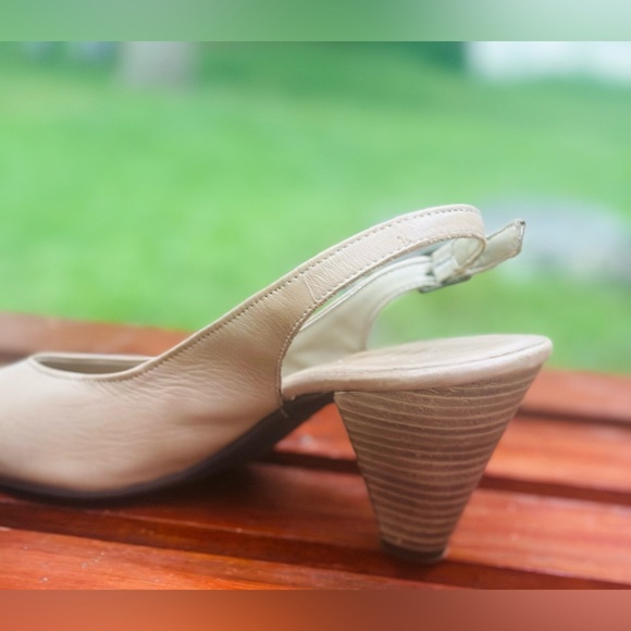 THE FLEXX Genuine Leather PeepToe Prato Vacchetta Slingback Kitten Heel SZ 10M - Picture 14 of 16